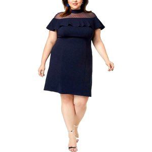 navy blue ruffled dress